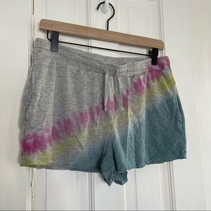 Colsie yellow Grey pink/purple and blue tie dye comfy shorts size medium